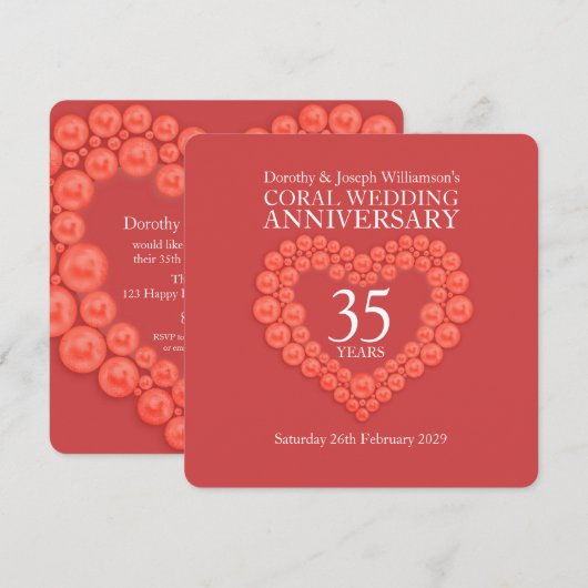 Invitations pour la fête d'anniversaire de mariage (Devant / Derrière)