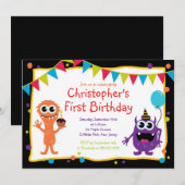 Invitations pour la fête d'anniversaire de mignonn (Devant / Derrière)