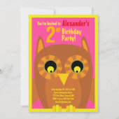 Invitations pour la fête d'anniversaire de Owl Ani (Devant)