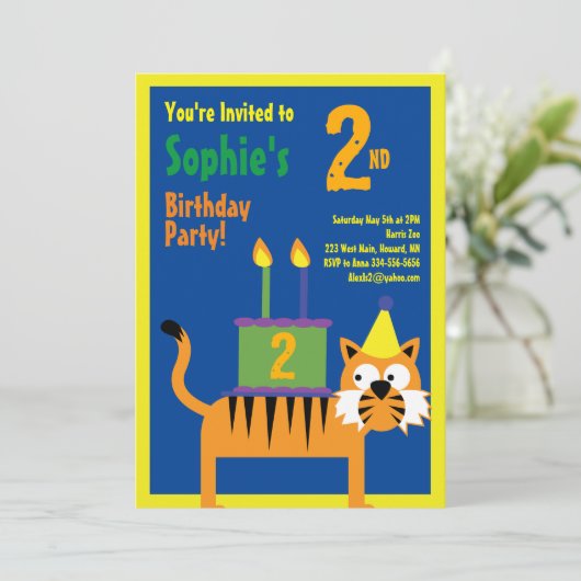 Invitations pour la fête d'anniversaire de Tiger A (Debout devant)