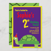 Invitations pour la fête d'anniversaire de Turtle  (Devant / Derrière)