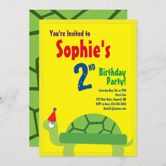 Invitations pour la fête d'anniversaire de Turtle
