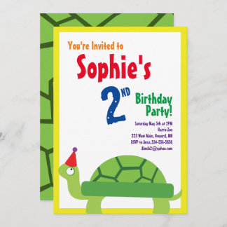 Invitations pour la fête d'anniversaire de Turtle