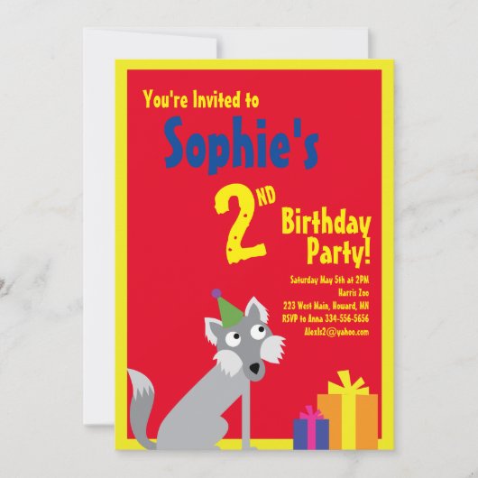 Invitations pour la fête d'anniversaire de Wolf An (Devant)