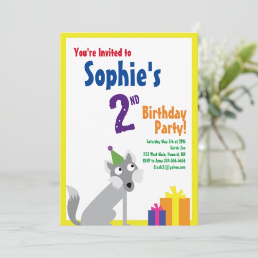 Invitations pour la fête d'anniversaire de Wolf An (Debout devant)