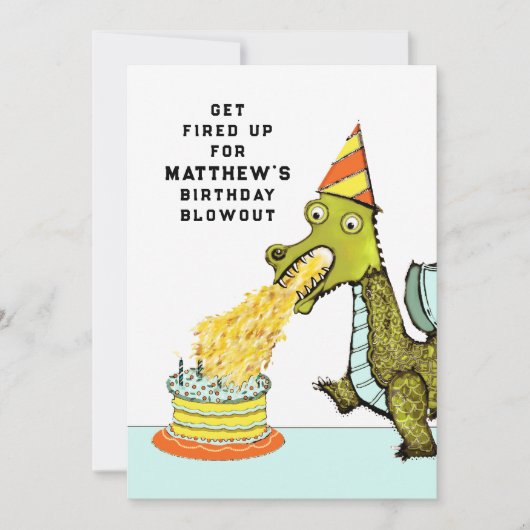 Invitations pour la fête d'anniversaire du dragon (Devant)