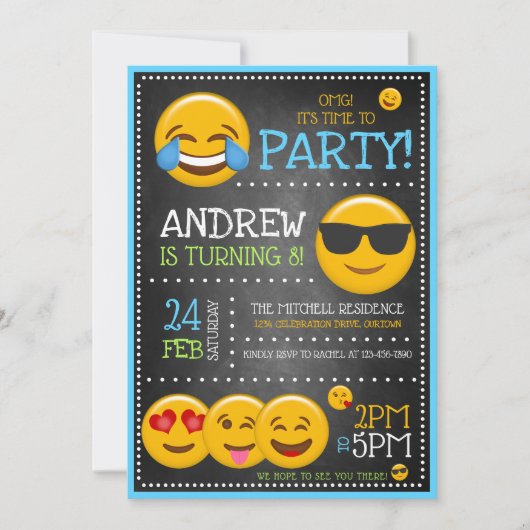 Invitations pour la fête d'anniversaire du mignon  (Devant)