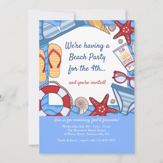Invitations pour la Fête de l'Été à la Plage (Devant)