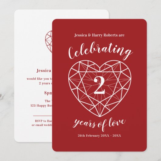 Invitations pour la fête du 2e anniversaire de mar (Devant / Derrière)