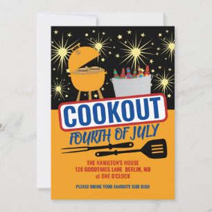 Invitations pour la fête du 4 juillet au barbecue