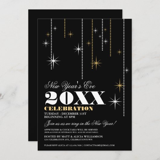 Invitations pour la fête du Nouvel An (Devant / Derrière)