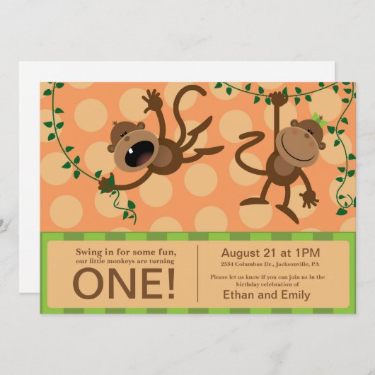 Invitations pour la première fête d'anniversaire d (Devant / Derrière)