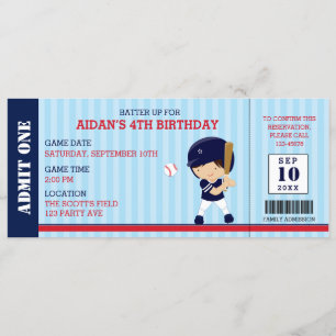 Invitations pour l'anniversaire de baseball (Navy 