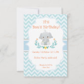 Invitations pour l'anniversaire de bébé éléphant (Devant)