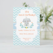 Invitations pour l'anniversaire de bébé éléphant (Debout devant)