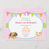 Invitations pour l'anniversaire de Chiot et Kitty (Devant / Derrière)