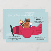 Invitations pour l'anniversaire de Cute Toy Plane (Devant / Derrière)