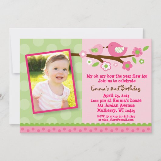 Invitations pour l'anniversaire de la Fleur des oi (Devant)