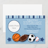 Invitations pour l'anniversaire de Sports All Star (Devant / Derrière)