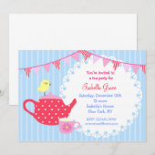 Invitations pour l'anniversaire de Tea Party (Devant / Derrière)