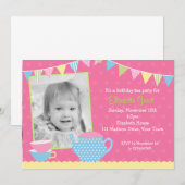 Invitations pour l'anniversaire de Tea Party (Devant / Derrière)