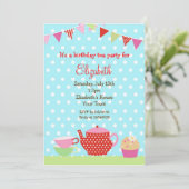 Invitations pour l'anniversaire de Tea Party (Debout devant)