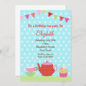 Invitations pour l'anniversaire de Tea Party (Devant / Derrière)