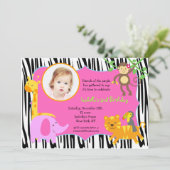 Invitations pour l'anniversaire de Zebra Jungle (Debout devant)