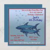 Invitations pour l'anniversaire des requins (Devant / Derrière)