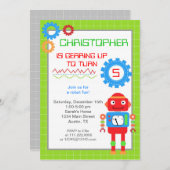 Invitations pour l'anniversaire des robots (Devant / Derrière)