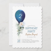 Invitations pour l'anniversaire du Ballons bleu de (Devant)