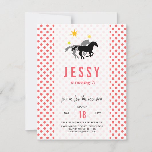 Invitations pour l'anniversaire du cheval (Devant)