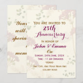 Invitations pour l'anniversaire du mariage (Devant / Derrière)