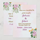 Invitations pour l'anniversaire du mariage (Devant / Derrière)