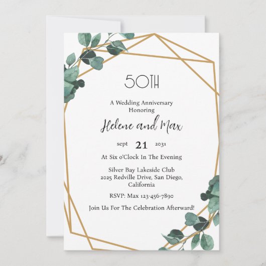 Invitations pour l'anniversaire du Mariage Emerald (Devant)