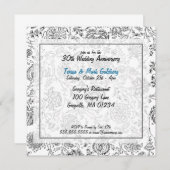 Invitations pour l'anniversaire du Mariage noir et (Devant / Derrière)