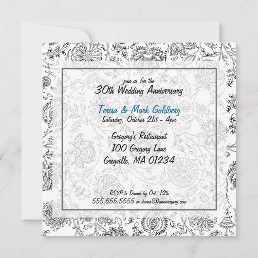 Invitations pour l'anniversaire du Mariage noir et (Devant)