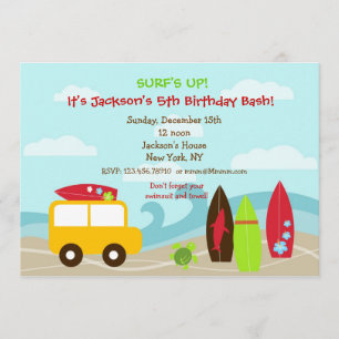 Invitations pour l'anniversaire du Surf de surfeur