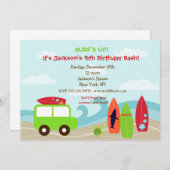 Invitations pour l'anniversaire du Surf de surfeur (Devant / Derrière)