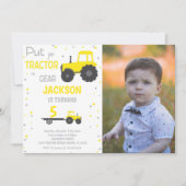 Invitations pour l'anniversaire du tracteur jaune  (Devant)
