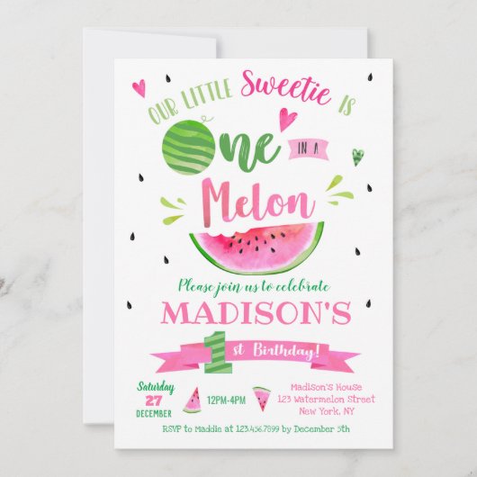 Invitations pour l'anniversaire d'une pastèque de  (Devant)