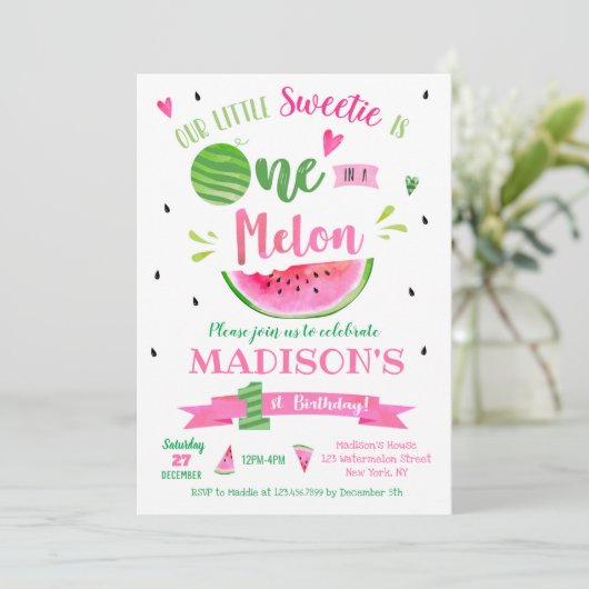 Invitations pour l'anniversaire d'une pastèque de  (Debout devant)