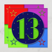 Invitations pour le 13e anniversaire - Couleurs né (Devant / Derrière)