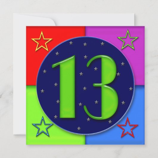 Invitations pour le 13e anniversaire - Couleurs né (Devant)