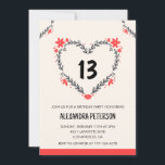 Invitations pour le 13ème anniversaire de son coeu<br><div class="desc">Invitations de 13ème anniversaire pour son coeur de fleurs florales moderne</div>