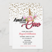 Invitations pour le 1er anniversaire de l'Unicorne (Devant / Derrière)