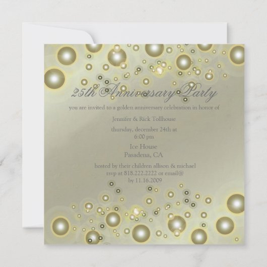 Invitations pour le 25e anniversaire de l'argent (Dos)