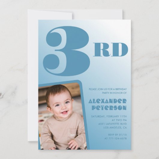 Invitations pour le 3e anniversaire du garçon Phot (Devant)