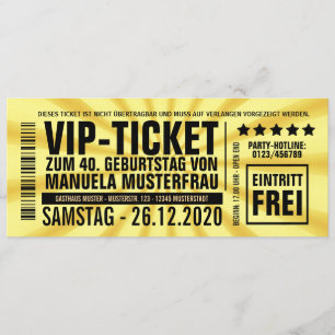 Invitations pour le 40e anniversaire (“VIP”)