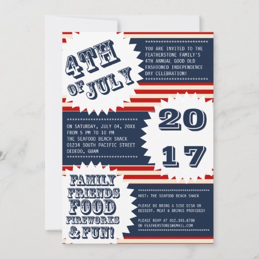 Invitations pour le 4 juillet (Devant)